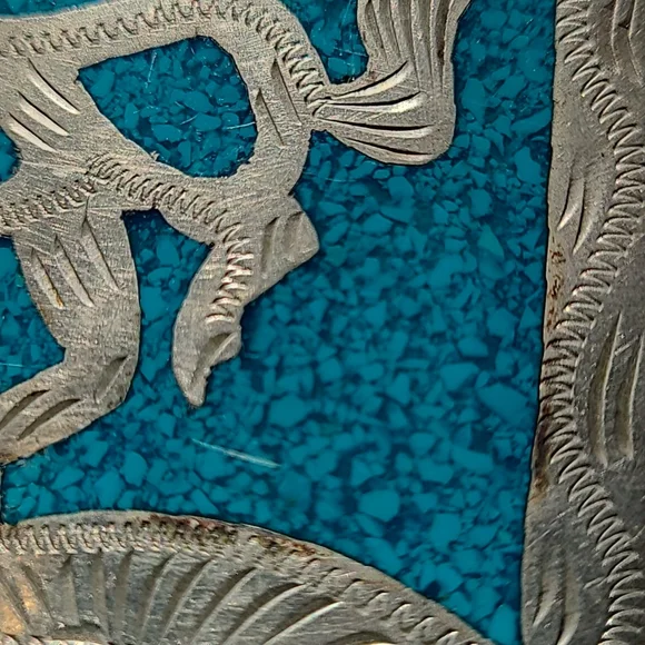 Vintage Universal turquoise and silver belt buckle  display picture 2